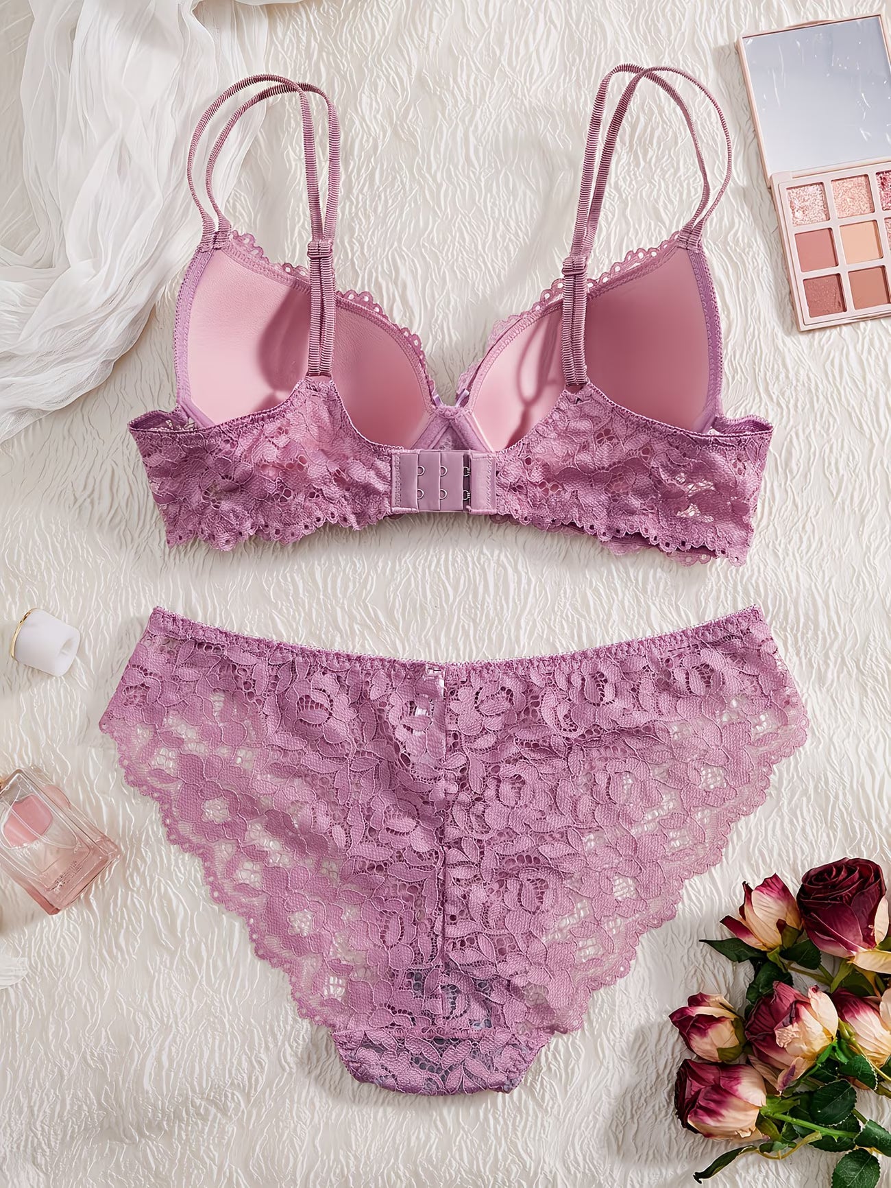 Pack of 6  Women’s Floral Lace Bra & Panty Set  Comfortable & Sexy Lingerie