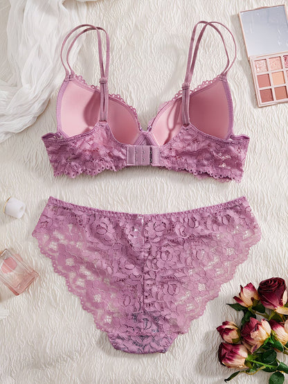 Pack of 6  Women’s Floral Lace Bra & Panty Set  Comfortable & Sexy Lingerie
