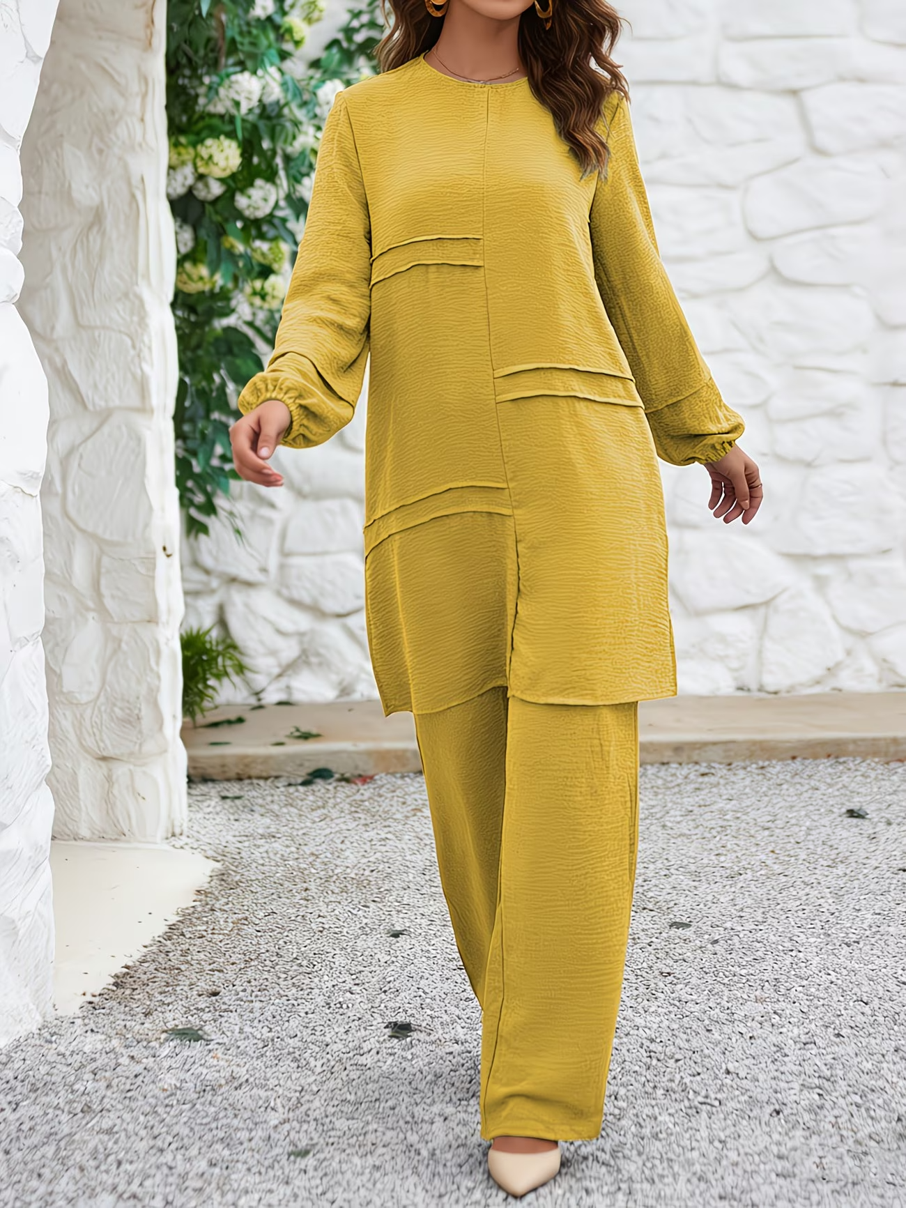 Timeless Twin-Stripe Abaya Two-Piece Set