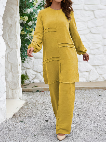 Timeless Twin-Stripe Abaya Two-Piece Set