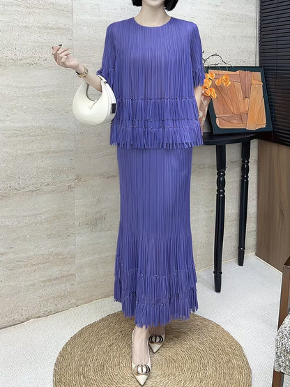 Effortless Style Plus Size Ruffle Tassel Skirt Co-Ord Set