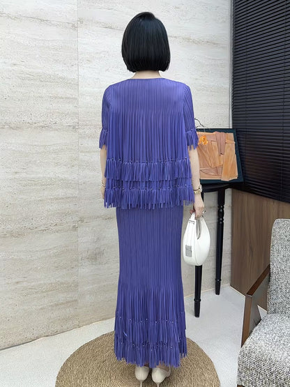 Effortless Style Plus Size Ruffle Tassel Skirt Co-Ord Set