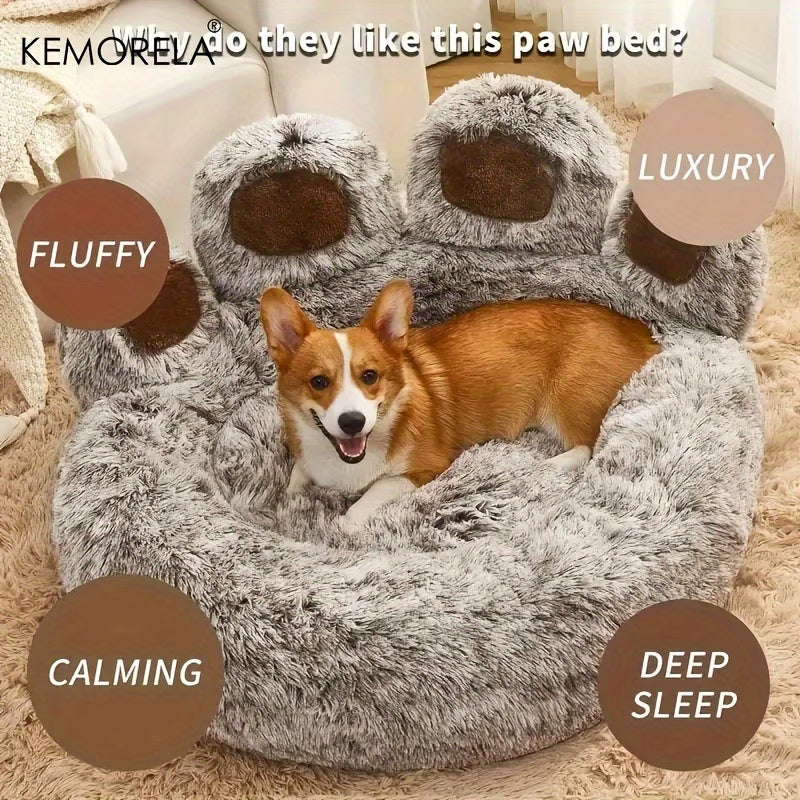 Bear Paw Plush Pet Bed – Soft Cozy Cat & Dog Bed with Non-Slip Bottom 🐾