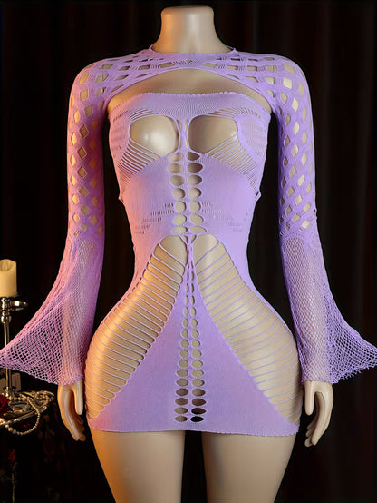 Elegant Lace & Fishnet Bodysuit Set