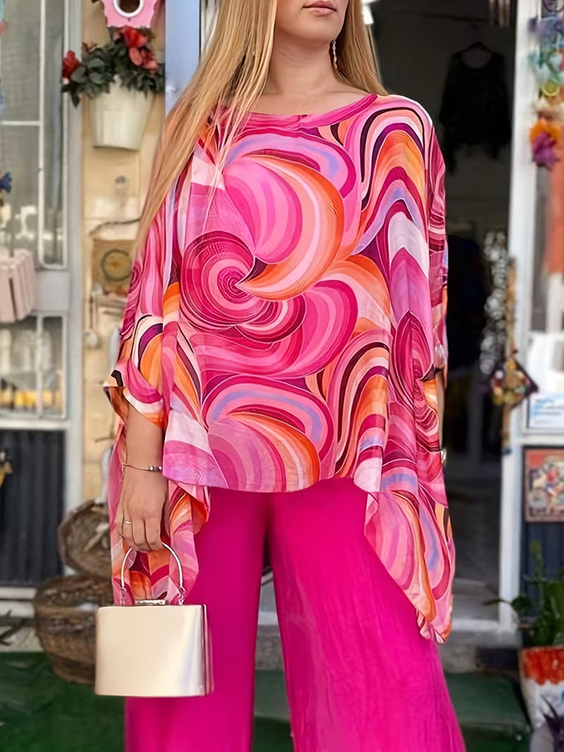 Floral Print Chiffon Two-Piece Set for Women