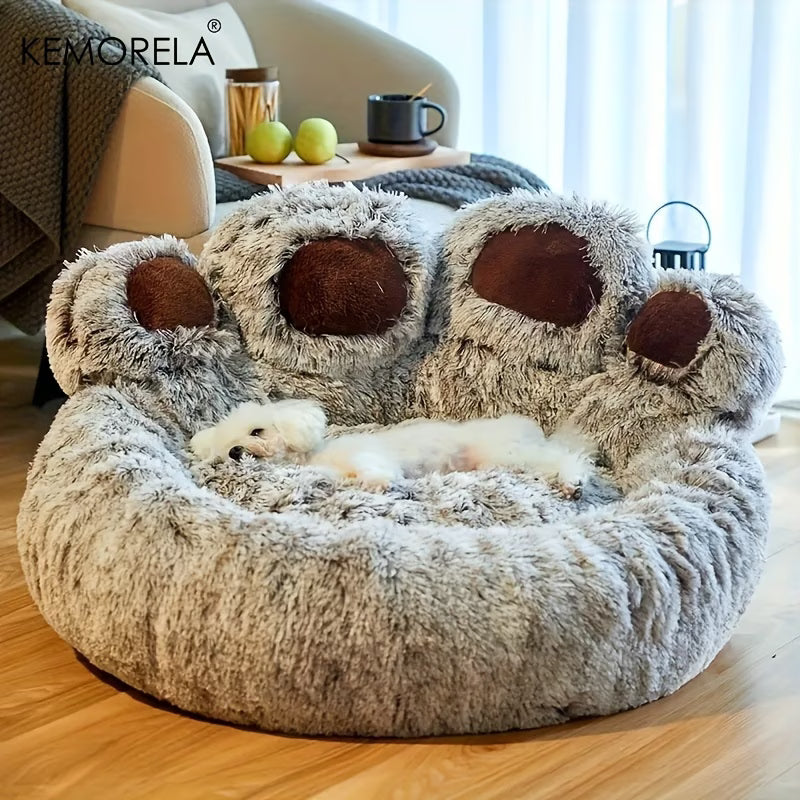 Bear Paw Plush Pet Bed – Soft Cozy Cat & Dog Bed with Non-Slip Bottom 🐾