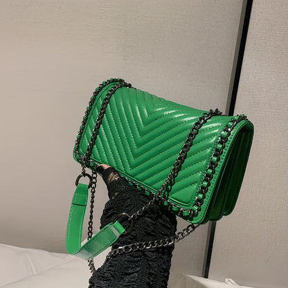 Minimalist Herringbone Flap Chain Bag