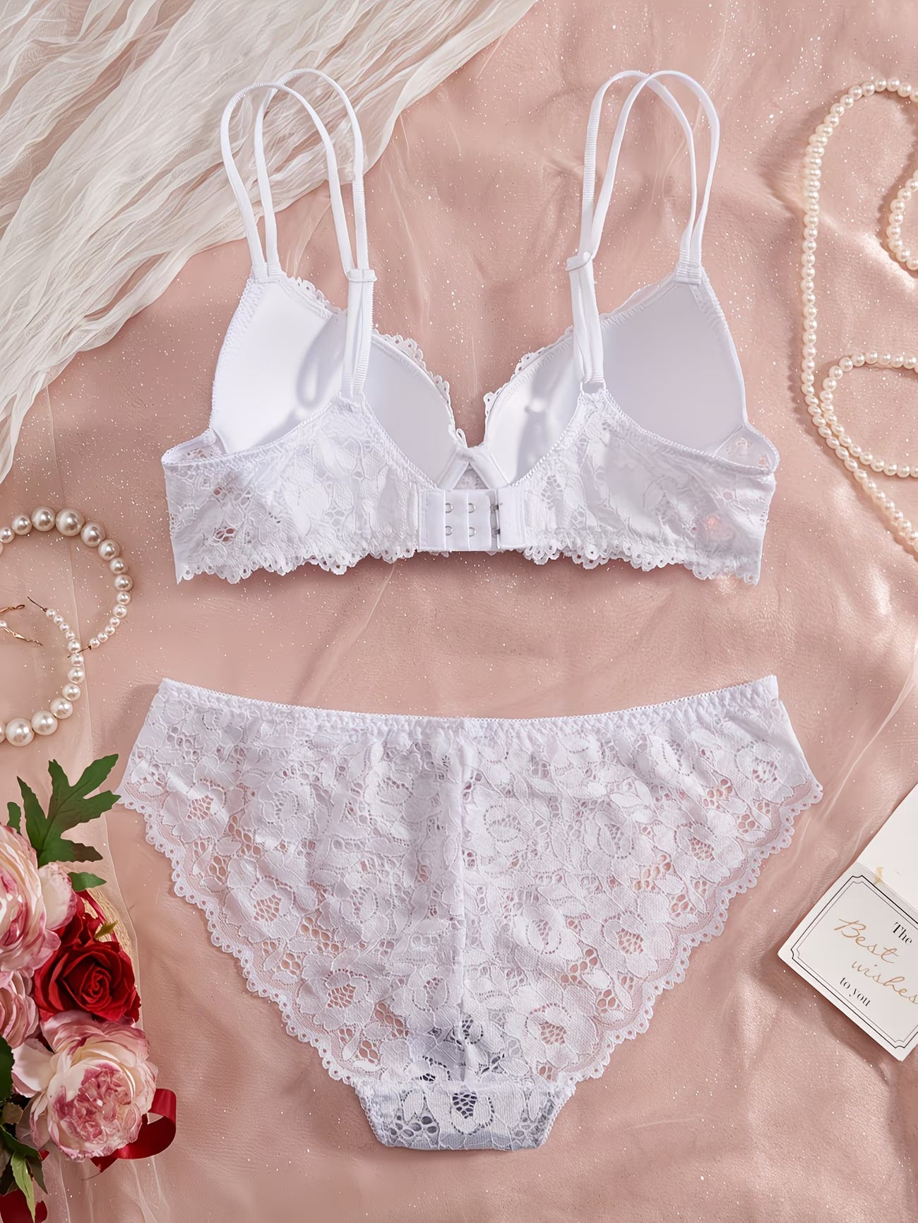 Pack of 6  Women’s Floral Lace Bra & Panty Set  Comfortable & Sexy Lingerie