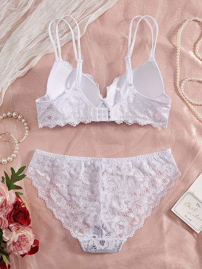 Pack of 6  Women’s Floral Lace Bra & Panty Set  Comfortable & Sexy Lingerie