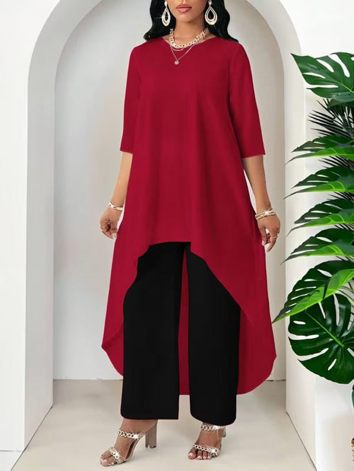 Graceful Plus Size Loose Fit Tunic with Irregular Hem Design