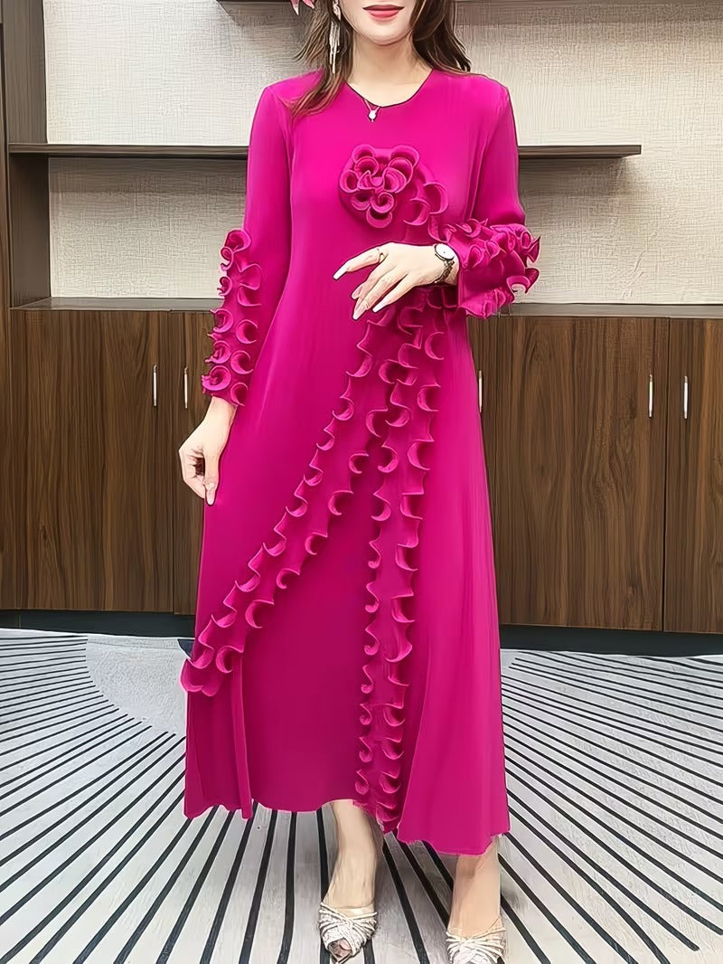 Modern Plus Size Pleated Dress with Relaxed Comfort Fit