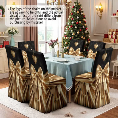 Luxury Minimalist Pattern Dining Tablecloth & Skirted Chair Cover Set – Decorative Dining Chair Covers