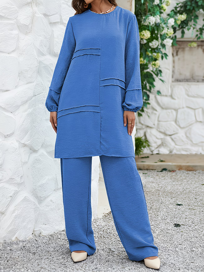 Timeless Twin-Stripe Abaya Two-Piece Set