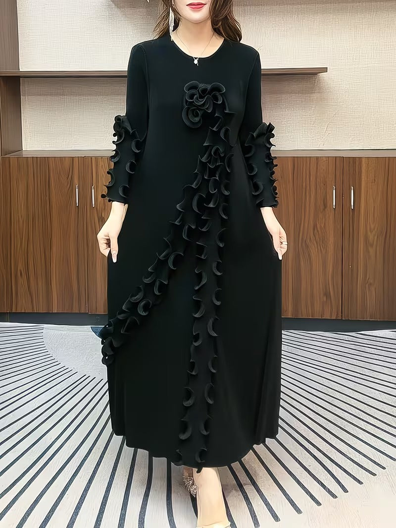 Modern Plus Size Pleated Dress with Relaxed Comfort Fit