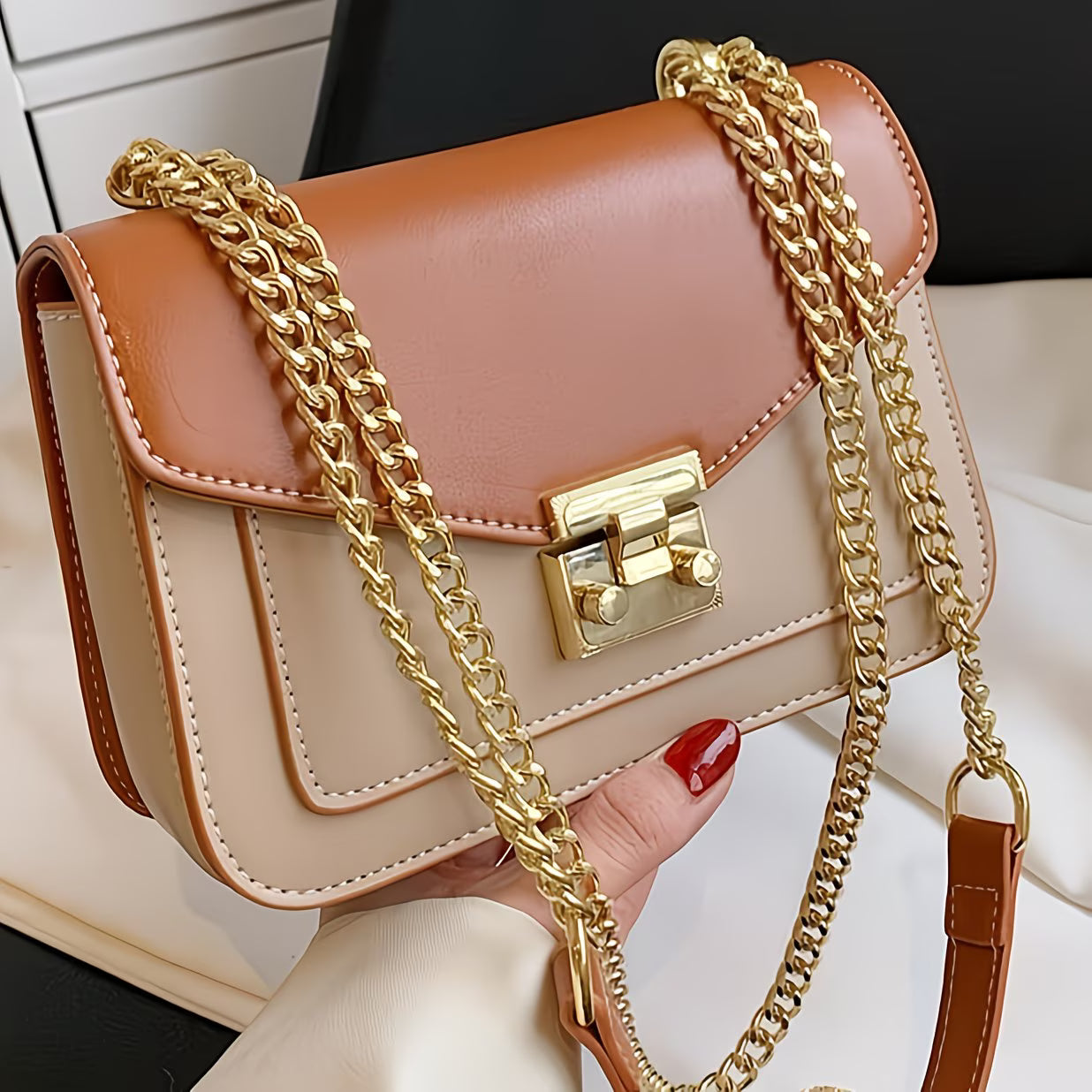 Mini Push Lock Square Chain Bag
