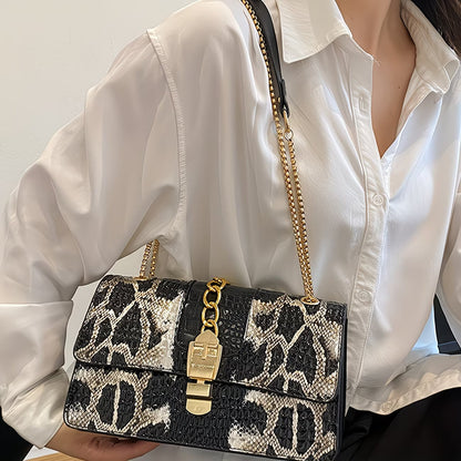 Snake Print Coil Shoulder Bag – Vintage-Inspired, Compact & Perfect for Dating or Daily Styling