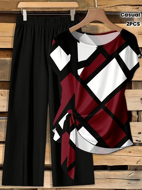 Artistic Vintage Print Two-Piece Outfit