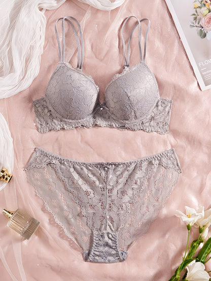 Pack of 6  Women’s Floral Lace Bra & Panty Set  Comfortable & Sexy Lingerie