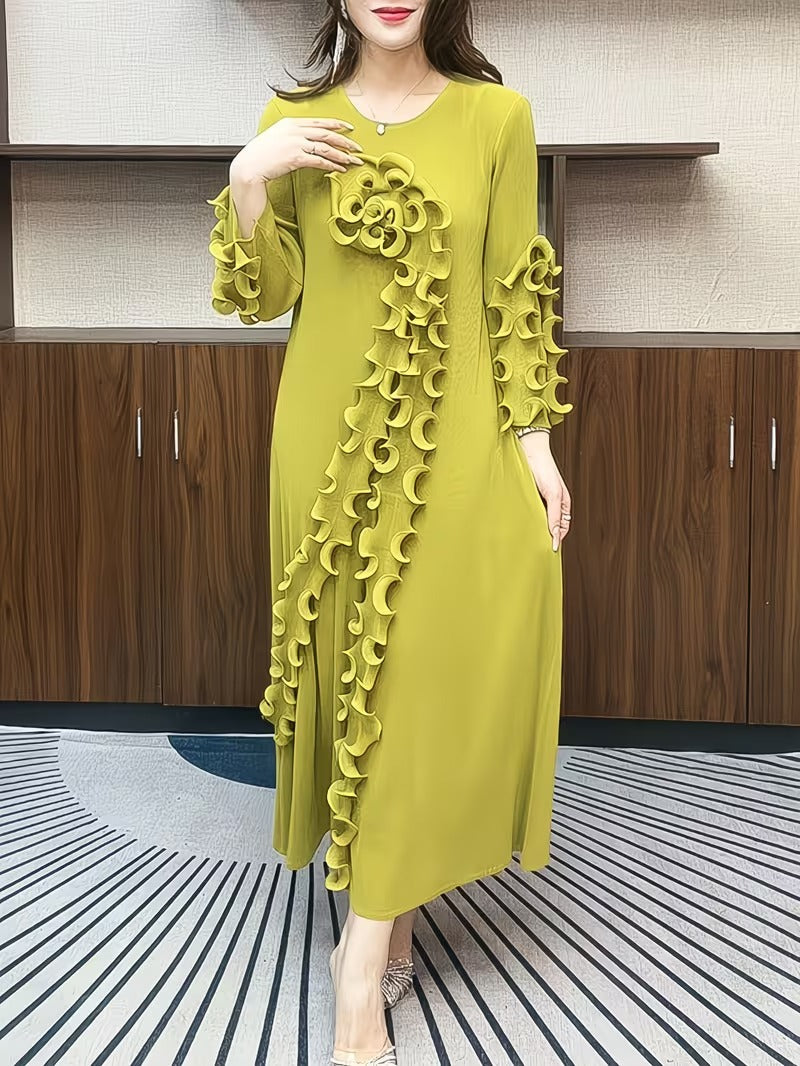 Modern Plus Size Pleated Dress with Relaxed Comfort Fit