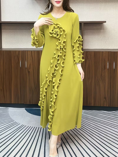 Modern Plus Size Pleated Dress with Relaxed Comfort Fit