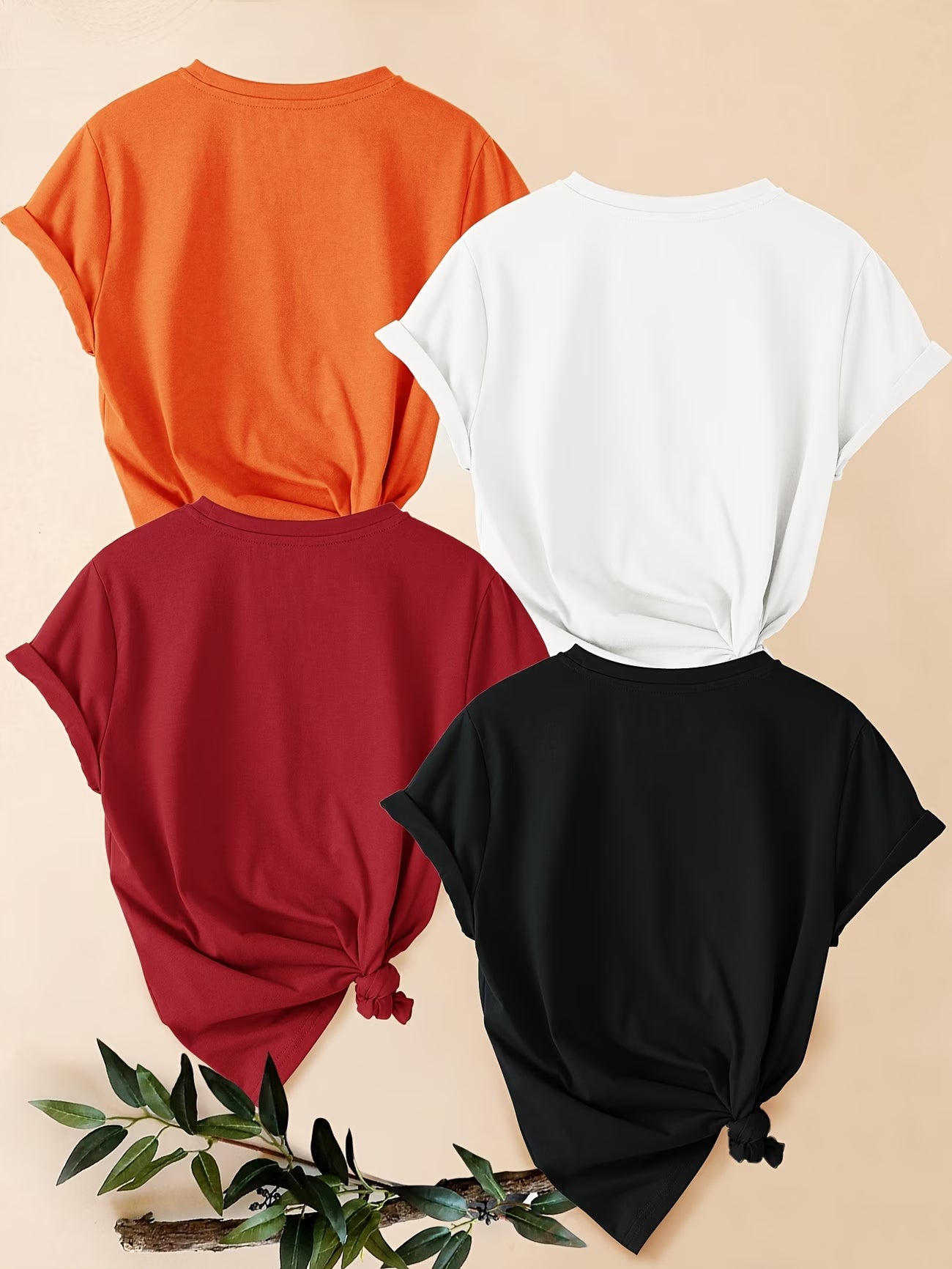 4PCS Women’s Vintage Valentine Print T-Shirts – Short Sleeve Round Neck Casual Tees