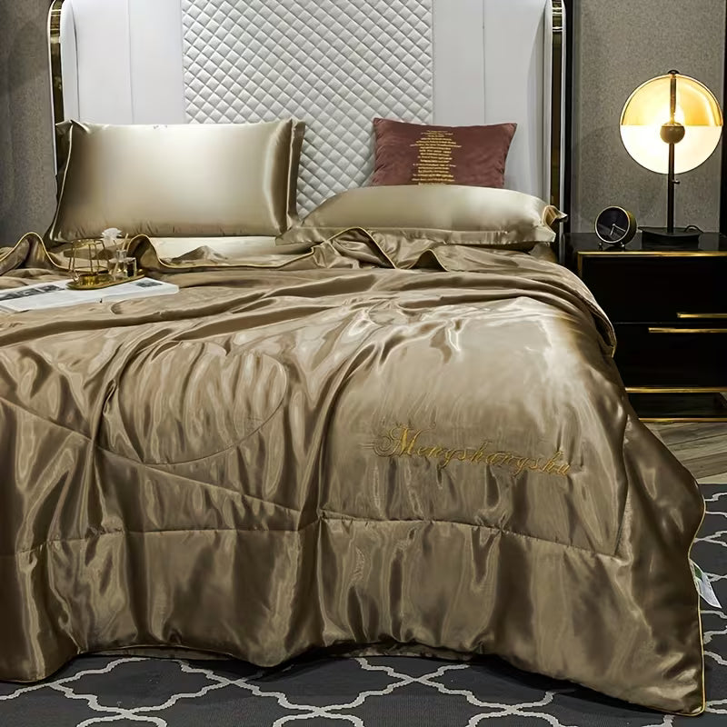 Luxury Solid Color Embroidered Comforter Set – Ultra Soft Breathable Cooling Bedding