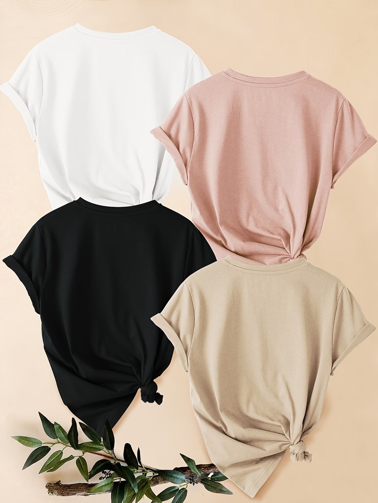 4PCS Women’s Vintage Valentine Print T-Shirts – Short Sleeve Round Neck Casual Tees