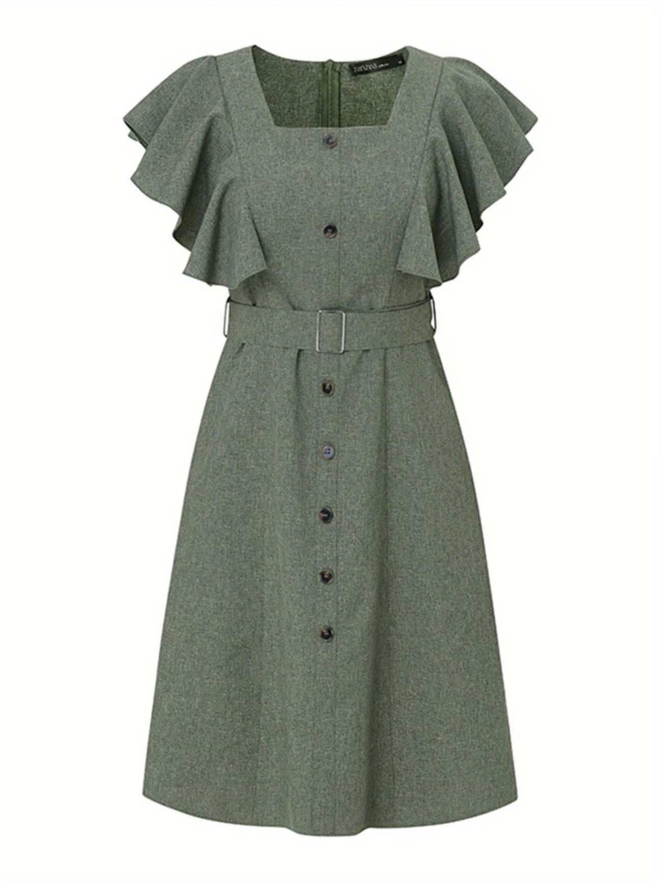 ZANZEA Women’s Square Neck Button Dress