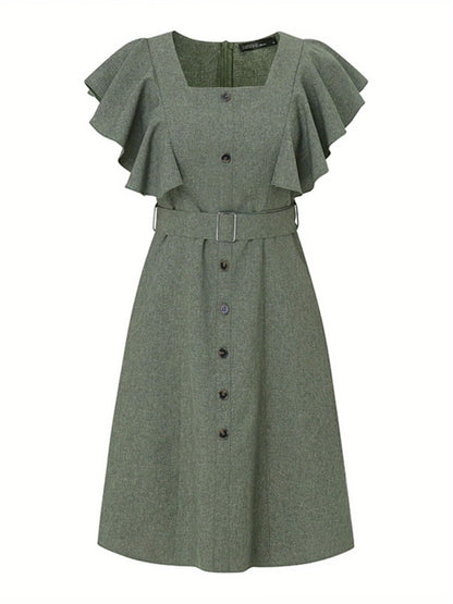 ZANZEA Women’s Square Neck Button Dress