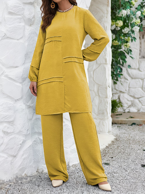 Timeless Twin-Stripe Abaya Two-Piece Set