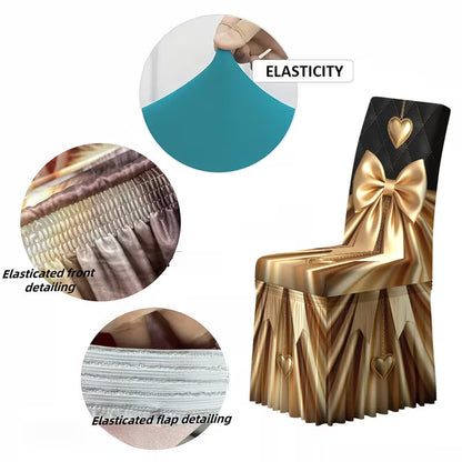 Luxury Minimalist Pattern Dining Tablecloth & Skirted Chair Cover Set – Decorative Dining Chair Covers