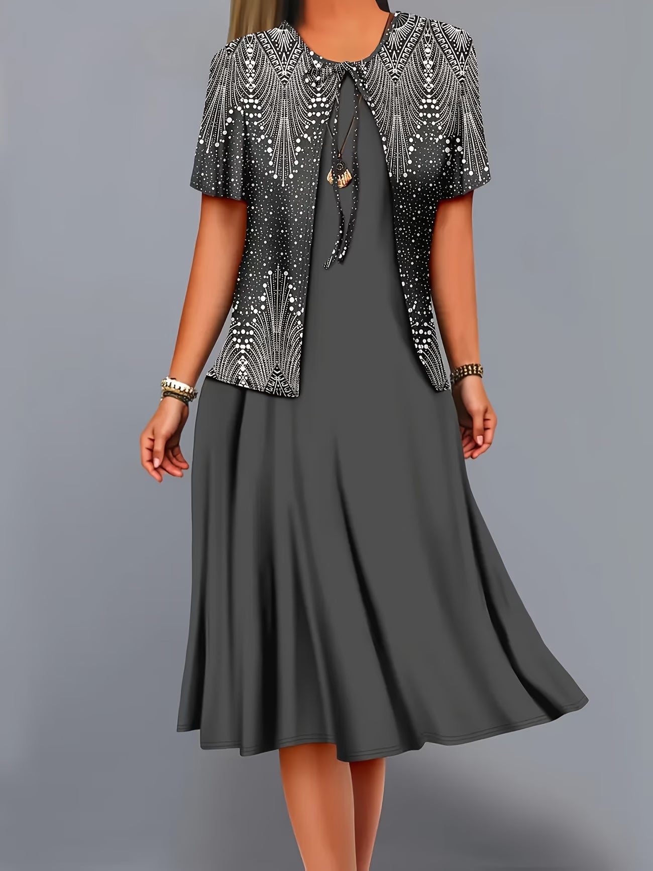 Ethnic Fusion Jacket & Skirt Set – Spring Autumn Comfort Wear