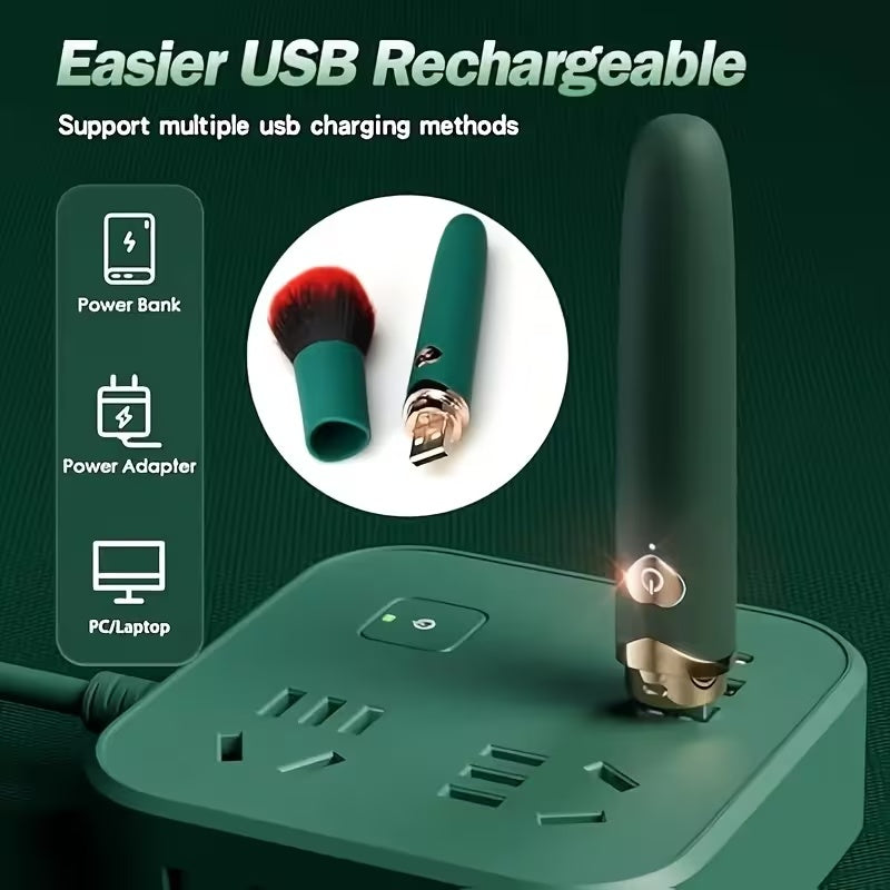 USB Rechargeable Personal Massager – Makeup Brush Style Mini Vibrator with Multi-Speed Vibration for Targeted Relaxation