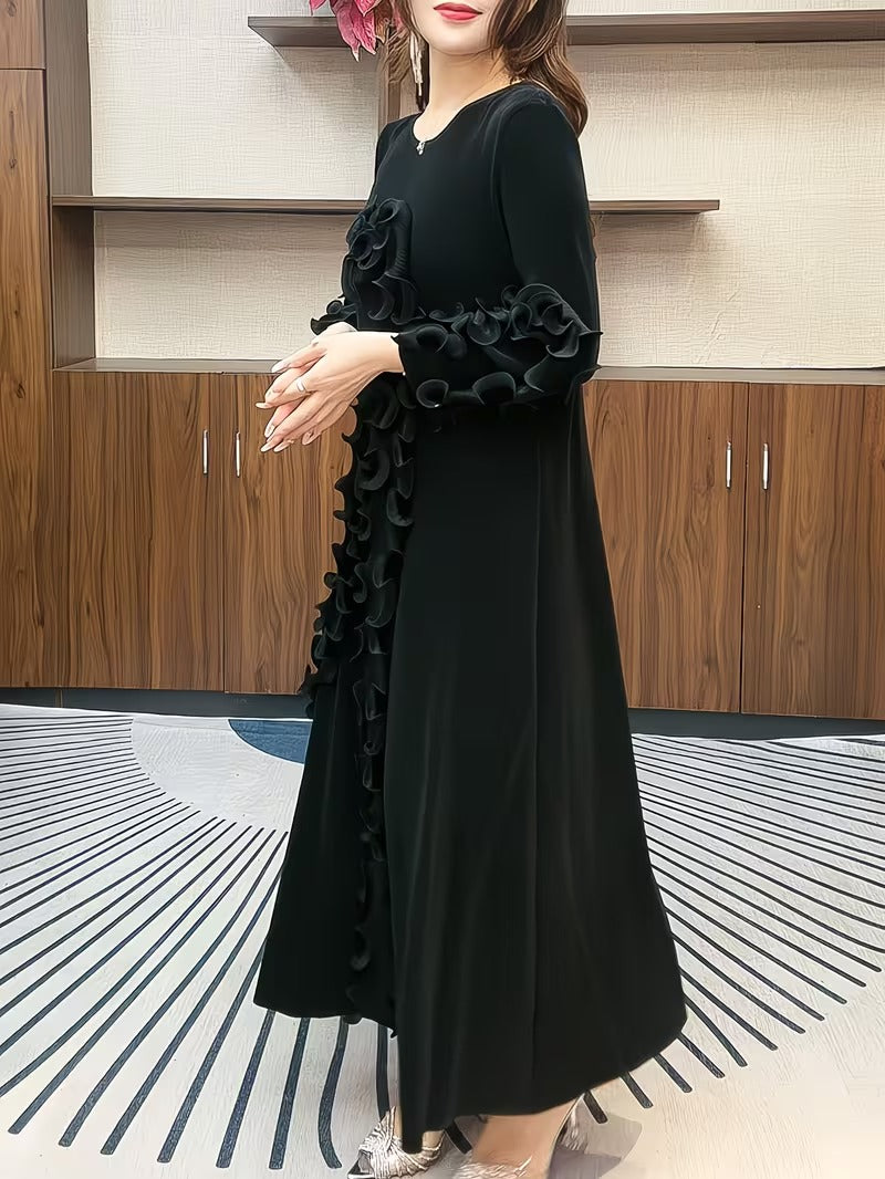 Modern Plus Size Pleated Dress with Relaxed Comfort Fit