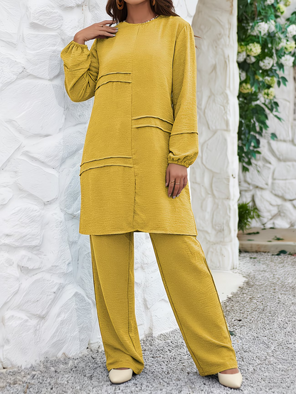 Timeless Twin-Stripe Abaya Two-Piece Set