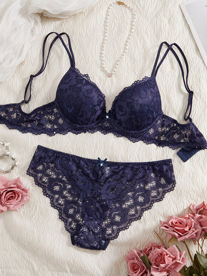Pack of 6  Women’s Floral Lace Bra & Panty Set  Comfortable & Sexy Lingerie