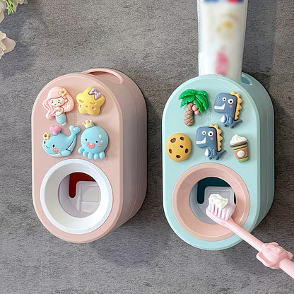 Automatic Toothpaste Squeezer with Cute Cartoon Holder
