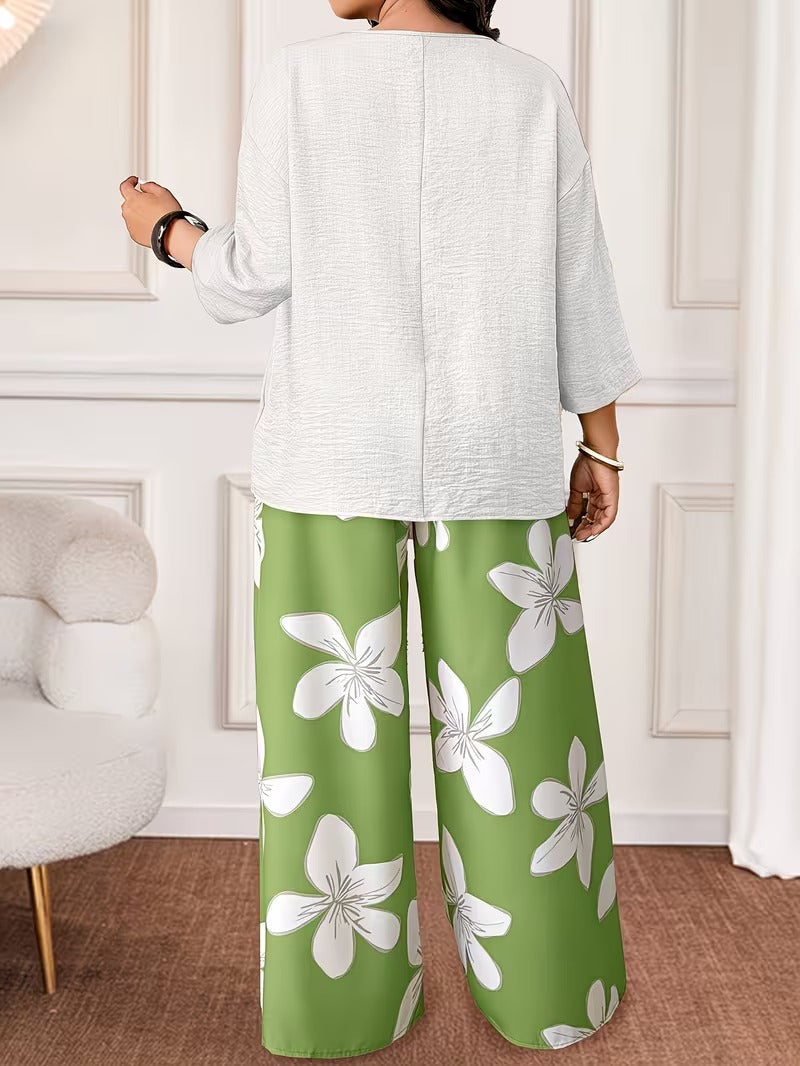 Timeless Parisian Style Plus Size Printed Casual Outfit