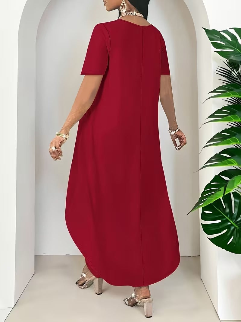 Graceful Plus Size Loose Fit Tunic with Irregular Hem Design