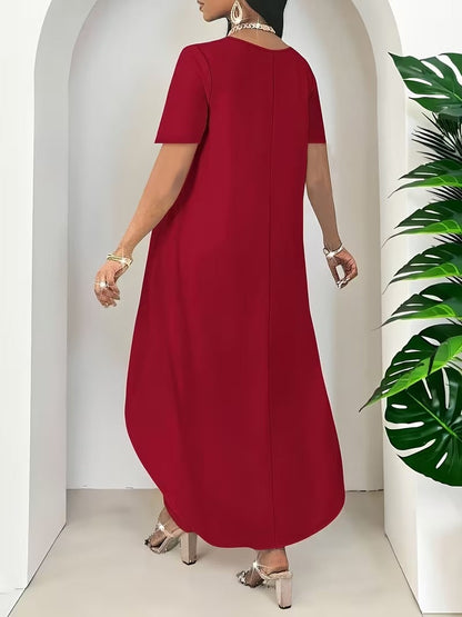Graceful Plus Size Loose Fit Tunic with Irregular Hem Design