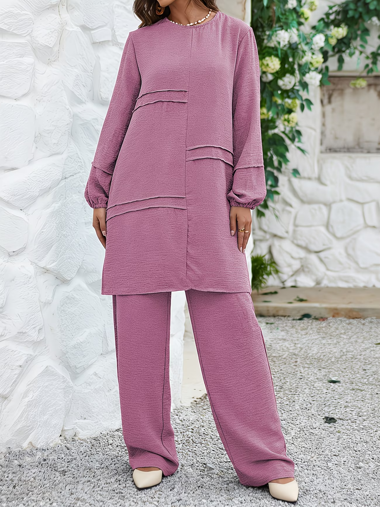 Timeless Twin-Stripe Abaya Two-Piece Set
