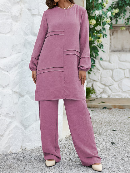 Timeless Twin-Stripe Abaya Two-Piece Set