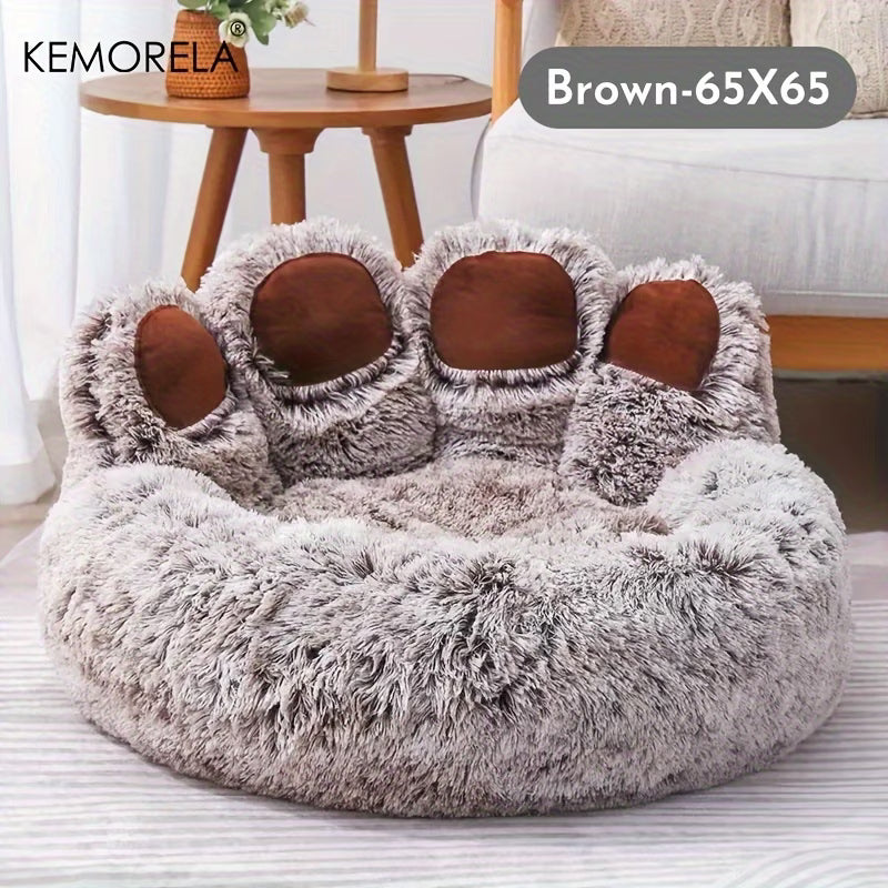Bear Paw Plush Pet Bed – Soft Cozy Cat & Dog Bed with Non-Slip Bottom 🐾