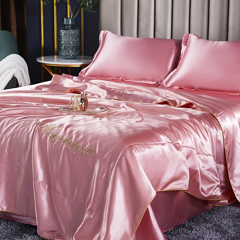 Luxury Solid Color Embroidered Comforter Set – Ultra Soft Breathable Cooling Bedding