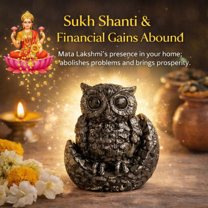 Siddh Mantra Pyrite Owl – Mata Lakshmi Vahan | Wealth, Protection & Prosperity Idol