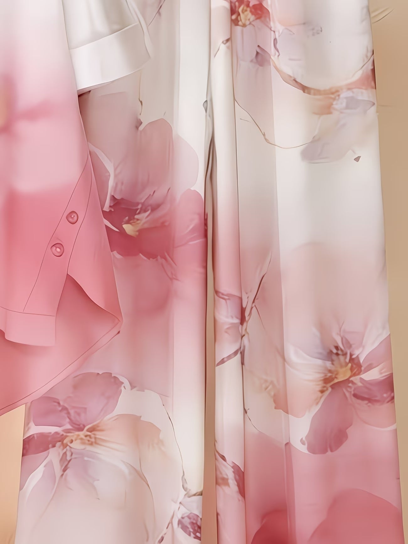 Women’s Asymmetrical Top & Printed Wide-Leg Pants Set