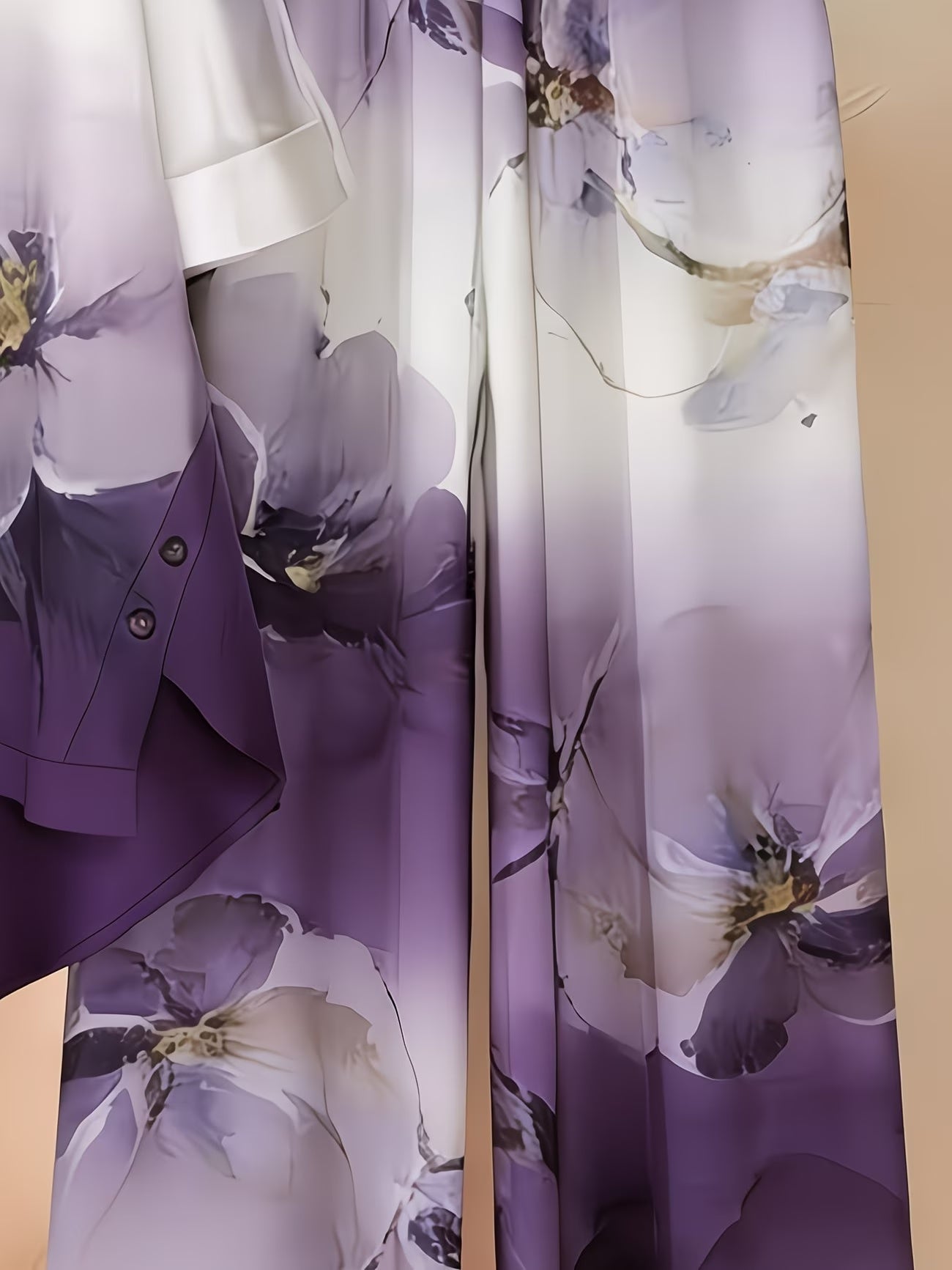 Women’s Asymmetrical Top & Printed Wide-Leg Pants Set