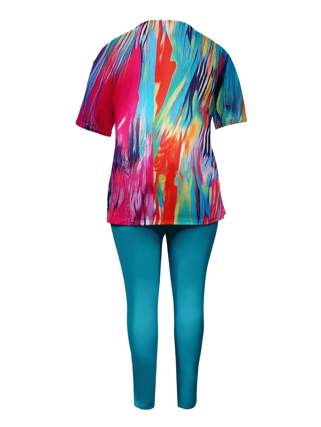 Women’s Floral Printed Co-Ord Set – Short Sleeve Top & Trouser 2-Piece Casual Outfit
