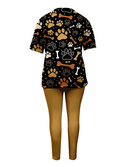 Women’s Floral Printed Co-Ord Set – Short Sleeve Top & Trouser 2-Piece Casual Outfit