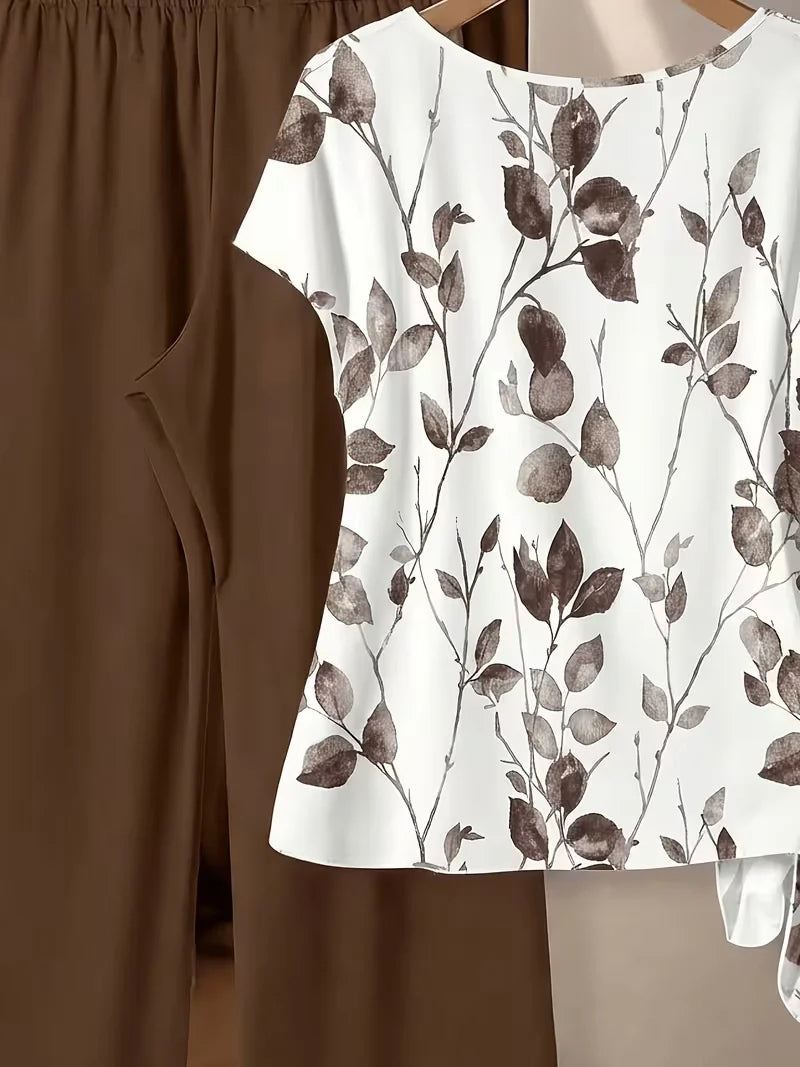 Women’s 2-Piece Floral Outfit – Shirt & Pants Set